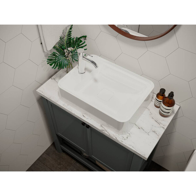 Умывальник Miraggio Marrakesh 380 Miramarble 0000934 (38x51.9 см), Доступные размеры: 51 x 38, Технология производства: Miramarble, Цвет производителя: белый глянец, фото 4