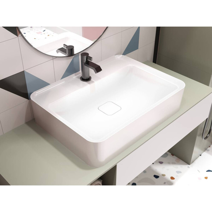 Miraggio Marrakesh 0000217 Умивальник прямокутний накладний 59x44 см, білий глянець, Доступні розміри: 60 x 45, Технологія виробництва: Miramarble, Колір виробника: білий глянець, фото , изображение 2