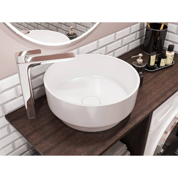 Miraggio Marta 0000695 Умивальник накладний круглий 42x42 см, білий глянець, Доступні розміри: 42 x 42, Технологія виробництва: Miramarble, Колір виробника: білий глянець, фото , изображение 2