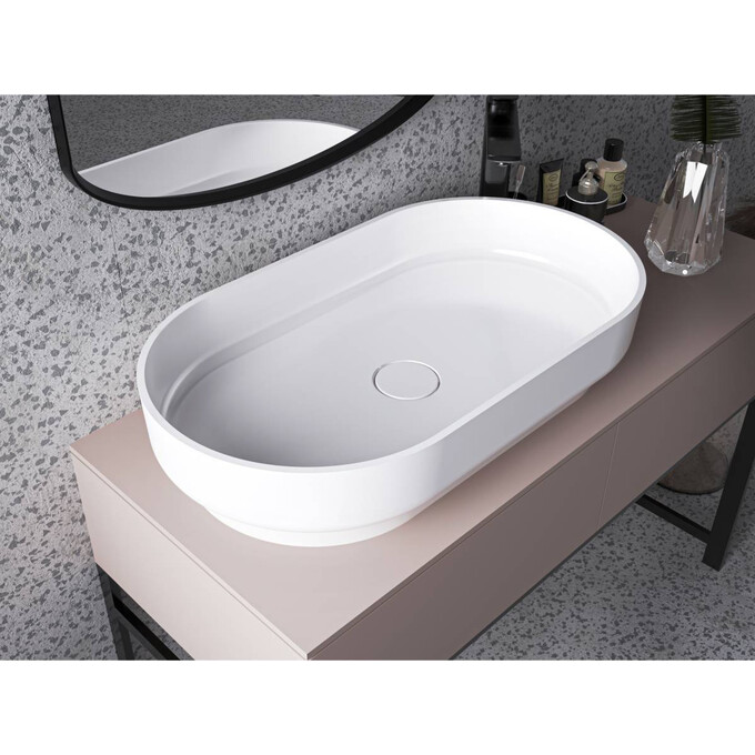 Умивальник Miraggio Marta 750 Miramarble 0000728 (75x42 см), Доступні розміри: 75 x 42, Технологія виробництва: Miramarble, Колір виробника: білий глянець, фото , изображение 2