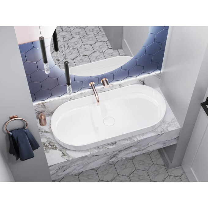 Умывальник Miraggio Marta 900 Miramarble 0000692 (90x42 см), Доступные размеры: 90 x 42, Технология производства: Miramarble, Цвет производителя: белый глянец, фото 4