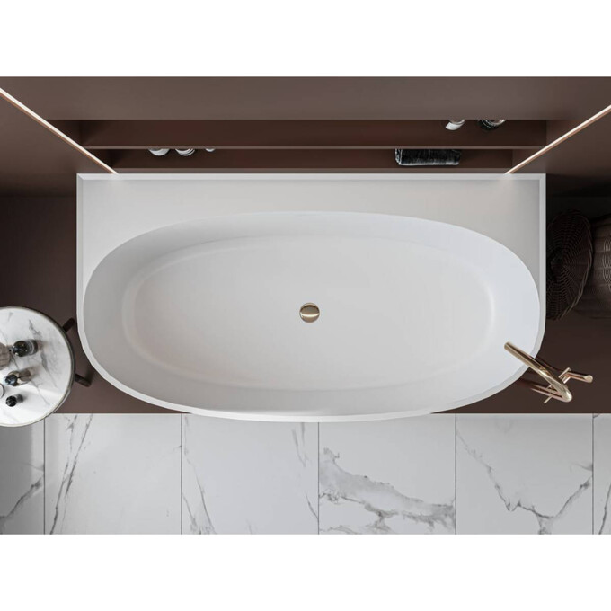 Мраморная ванна Miraggio Anna Miramarble 0001610 (160x85 см, пристенная), Технология производства: Miramarble, Цвет производителя: белый глянец, фото 7