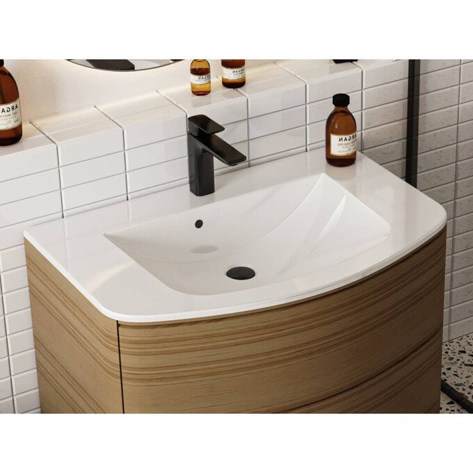 Умывальник Miraggio Dea 800 Miramarble 0001536 (80.1x54.3 см, с крылом), Доступные размеры: 80 x 54, Технология производства: Miramarble, Цвет производителя: белый глянец, фото 2