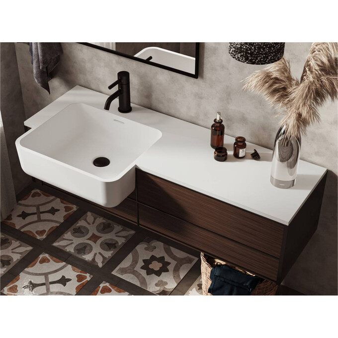 Раковина-столешница Miraggio Fontana L Miramarble 0000518 (104x45 см, с крылом), Доступные размеры: 104 x 45 L, Технология производства: Miramarble, Цвет производителя: белый глянец, фото 2