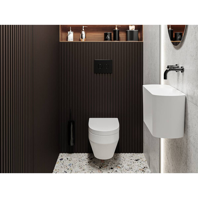 Умывальник Miraggio Helix L Miramarble 0001606 (45x22 см, с крылом), Доступные размеры: 45 x 22 L, Технология производства: Miramarble, Цвет производителя: белый глянец, фото 3