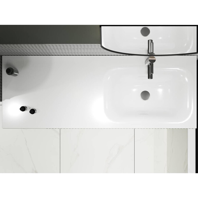 Умывальник-столешница Miraggio Jessel 1200 R Miramarble 0001056 (120x45 см, с крылом), Доступные размеры: 120 x 45 R, Технология производства: Miramarble, Цвет производителя: белый глянец, фото 5