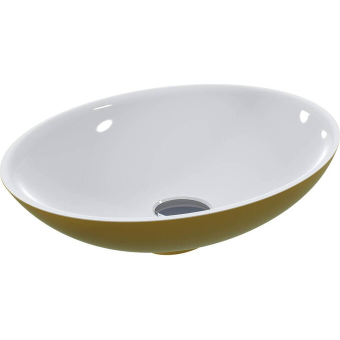 Умывальник Miraggio Kristina Miramarble RAL 1018 0000940 (50x35 см, белый/золотой), Технология производства: Miramarble, Цвет производителя: золото, белый, фото 2