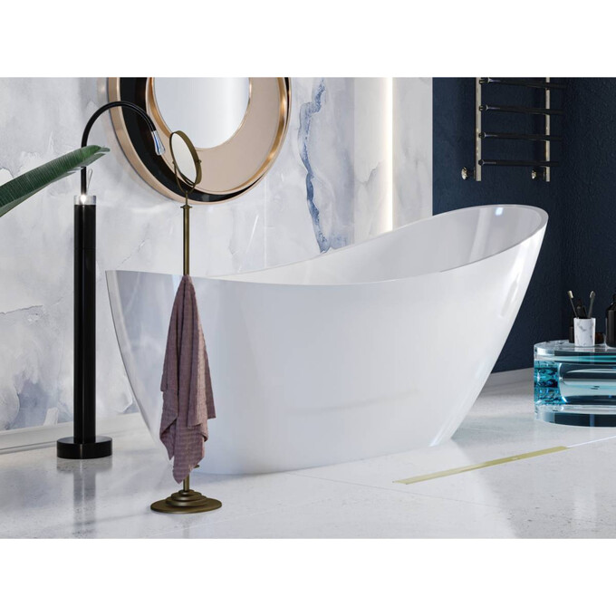 Мраморная ванна Miraggio Marina Miramarble 0002005 (174x72 см, отдельностоящая), Технология производства: Miramarble, Цвет производителя: белый глянец, фото 2