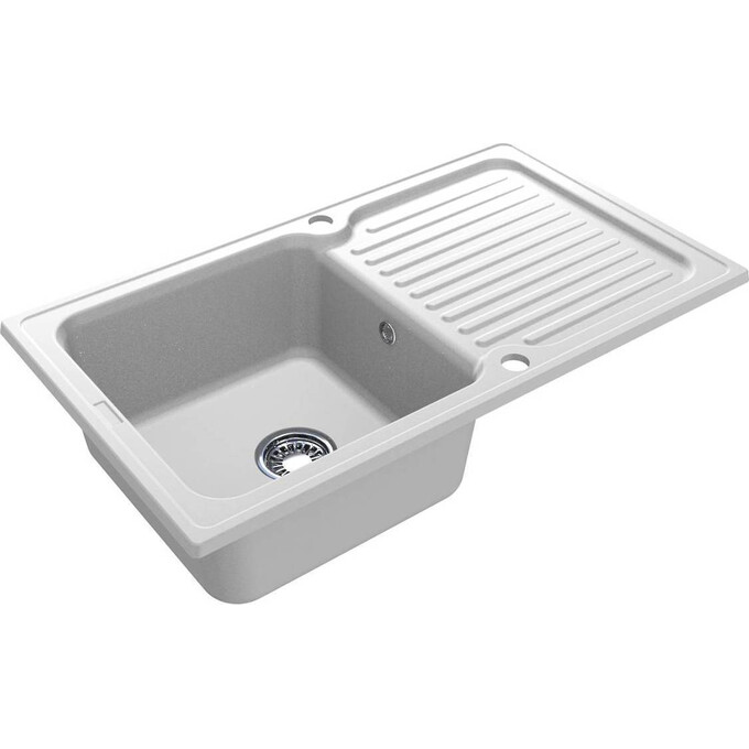 Мийка для кухні Miraggio Orlean 0001288 (86.1x49.6 см, біла, кварцова, з сифоном), фото , изображение 2