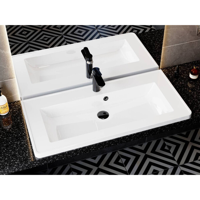 Умивальник Miraggio Tres Miramarble 0001542 (90x43 см), Технологія виробництва: Miramarble, Колір виробника: білий глянець, фото , изображение 2