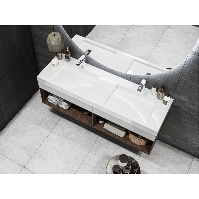 Miraggio Agness 0000151 Умивальник накладний прямокутний 150x47 см, білий глянець, Доступні розміри: 150 x 48, Технологія виробництва: Miramarble, Колір виробника: білий глянець, фото , изображение 3