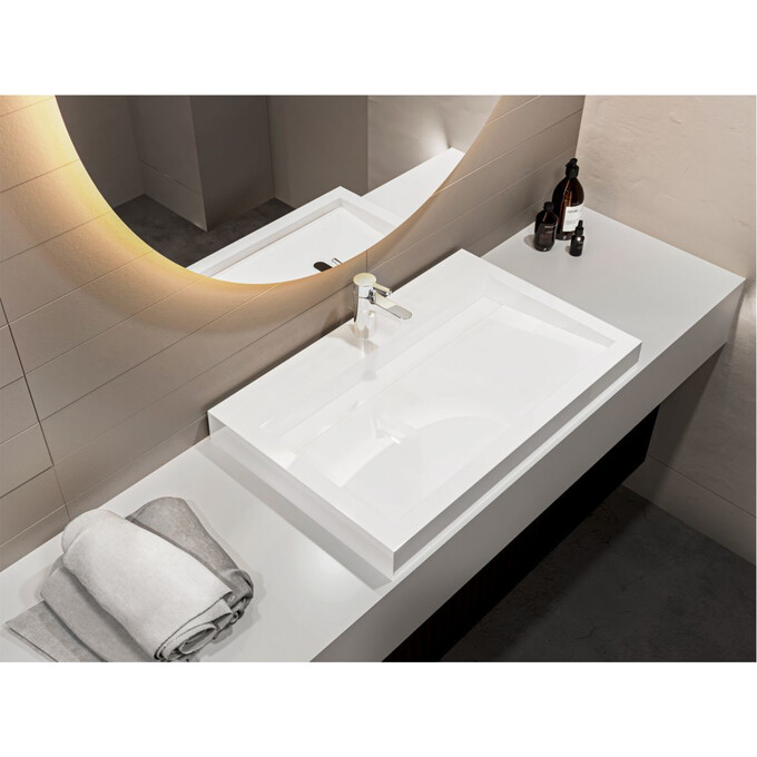 Miraggio Agness 0000153 Умивальник накладний прямокутний 75x47 см, білий глянець, Доступні розміри: 75 x 48, Технологія виробництва: Miramarble, Колір виробника: білий глянець, фото , изображение 4