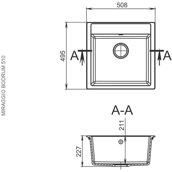 Miraggio Bodrum 0000006 Мийка для кухні врізна квадратна 50x49 см, білий, Доступні розміри: 51 x 50, Колір виробника: білий, фото , изображение 4