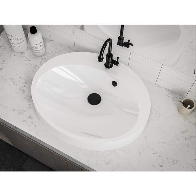 Miraggio Devon 0000648 Умивальник накладний овальний 55x44 см, білий глянець, Технологія виробництва: Miramarble, Колір виробника: білий глянець, фото , изображение 4