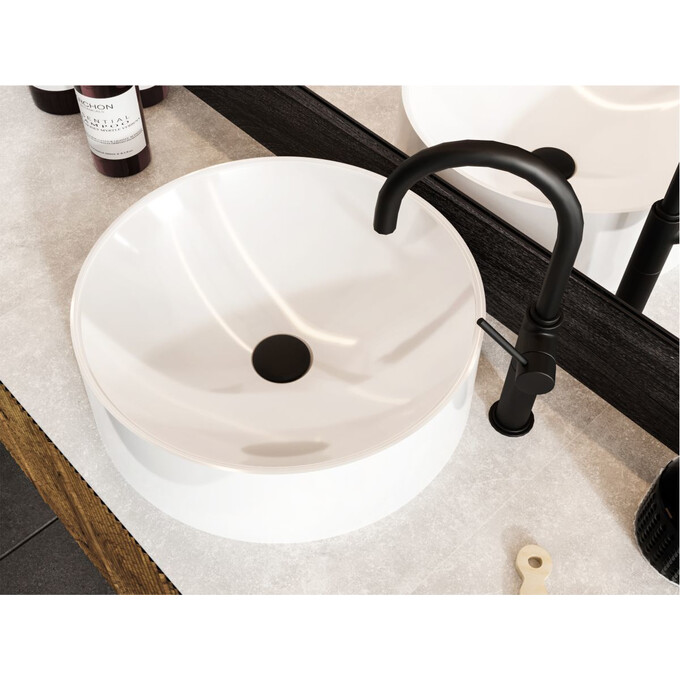 Miraggio Ellel 0000185 Умивальник накладний круглий 45x45 см, білий глянець, Технологія виробництва: Miramarble, Колір виробника: білий глянець, фото , изображение 5