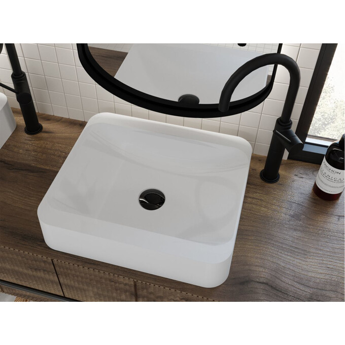 Miraggio Geneva 0000201 Умивальник прямокутний накладний 44x39 см, білий глянець, Технологія виробництва: Miramarble, Колір виробника: білий глянець, фото , изображение 4