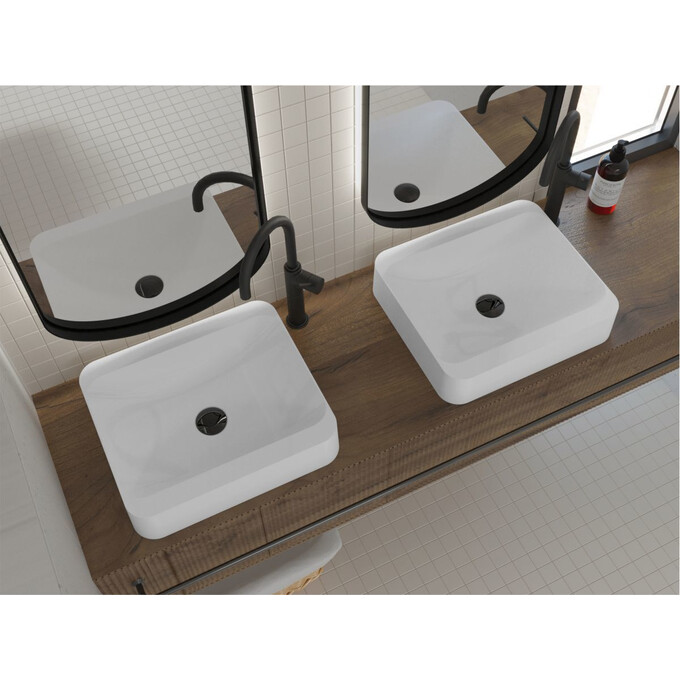 Miraggio Geneva 0000201 Умивальник прямокутний накладний 44x39 см, білий глянець, Технологія виробництва: Miramarble, Колір виробника: білий глянець, фото , изображение 5