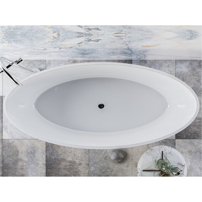 Miraggio Madonna 0000737 Ванна отдельностоящая овальная 180x80 см, белый глянец, Технология производства: Miramarble, Цвет производителя: белый глянец, фото 4