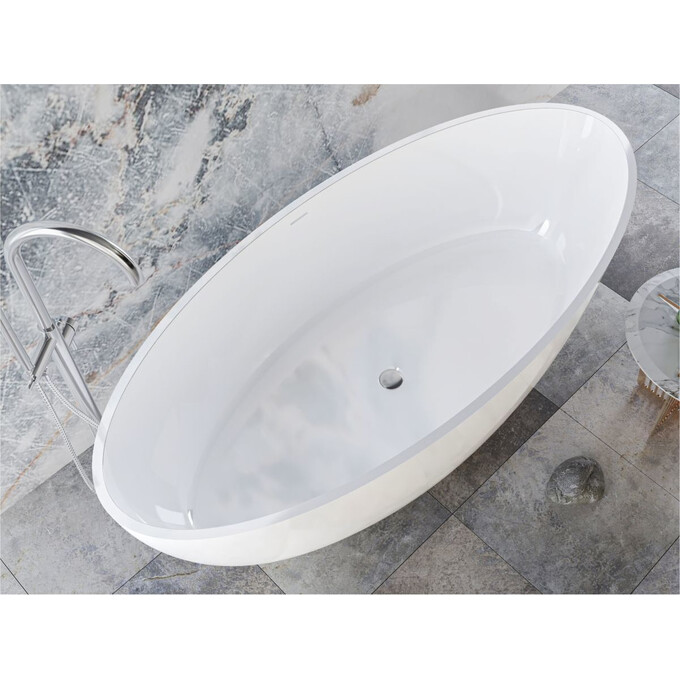 Miraggio Madonna 0000737 Ванна отдельностоящая овальная 180x80 см, белый глянец, Технология производства: Miramarble, Цвет производителя: белый глянец, фото 3