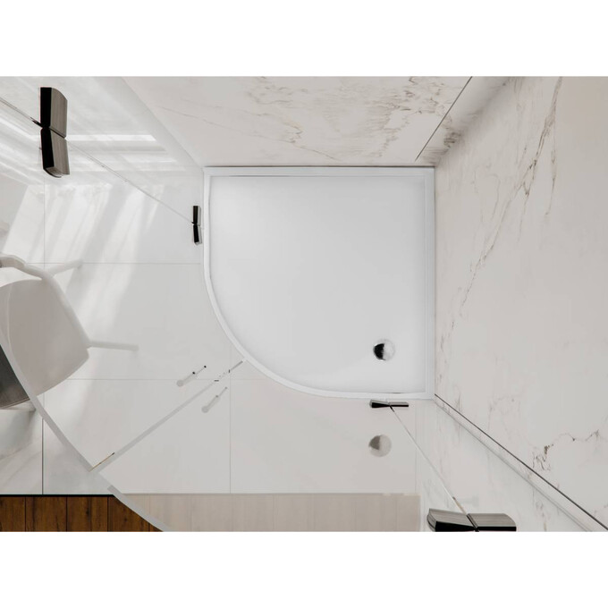 Miraggio Madrid 0000617 Піддон мармуровий напівкруглий 90x90 см, білий глянець, Доступні розміри: 90 x 90, Технологія виробництва: Miramarble, Колір виробника: білий глянець, фото , изображение 5