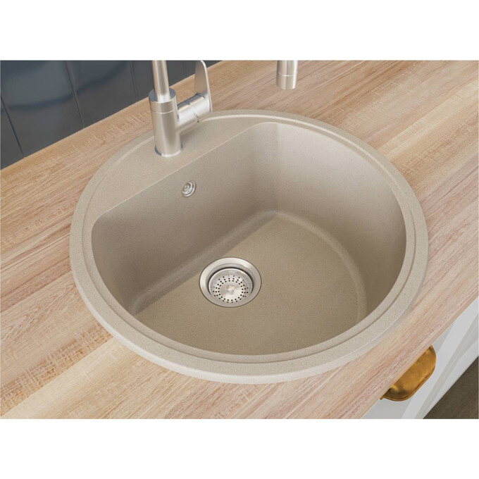 Miraggio Malibu 0000029 Мийка для кухні врізна кругла 51x51 см, пісочний, Колір виробника: пісочний, фото , изображение 4