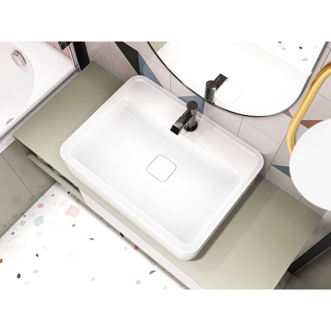 Miraggio Marrakesh 0000217 Умивальник прямокутний накладний 59x44 см, білий глянець, Доступні розміри: 60 x 45, Технологія виробництва: Miramarble, Колір виробника: білий глянець, фото , изображение 4