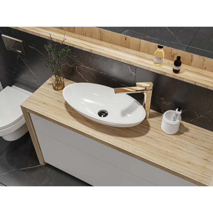 Miraggio Nice 0000222 Умивальник накладний овальний 59x29 см, білий глянець, Технологія виробництва: Miramarble, Колір виробника: білий глянець, фото , изображение 4