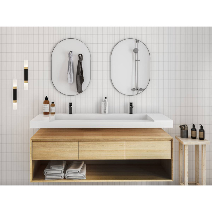 Miraggio Olmos 0000226 Умивальник прямокутний 149x52 см, білий глянець, Доступні розміри: 150 x 53, Технологія виробництва: Miramarble, Колір виробника: білий глянець, фото , изображение 3