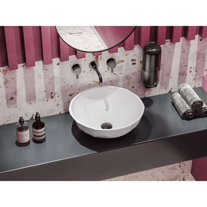 Раковина Miraggio Sapfire Miramarble 0002254 (42x42 см, чаша), Технология производства: Miramarble, Цвет производителя: белый глянец, фото 4