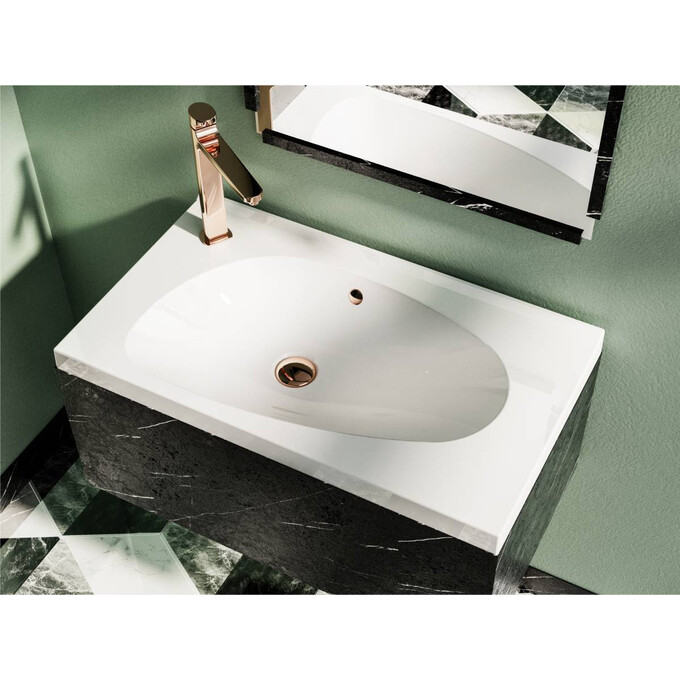 Miraggio Titania 0000250 Умывальник врезной прямоугольный 69x39 см, белый глянец, Технология производства: Miramarble, Цвет производителя: белый глянец, фото 4