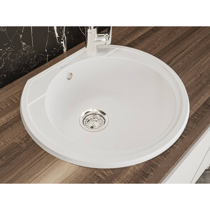 Miraggio Tuluza 0000050 Мийка для кухні врізна кругла 52x48 см, білий, Колір виробника: білий, фото , изображение 4