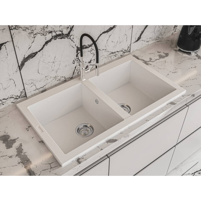 Miraggio Westeros 0000069 Мийка для кухні прямокутна врізна 87x50 см, білий, Колір виробника: білий, фото , изображение 3