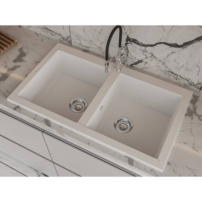 Miraggio Westeros 0000069 Мийка для кухні прямокутна врізна 87x50 см, білий, Колір виробника: білий, фото , изображение 4