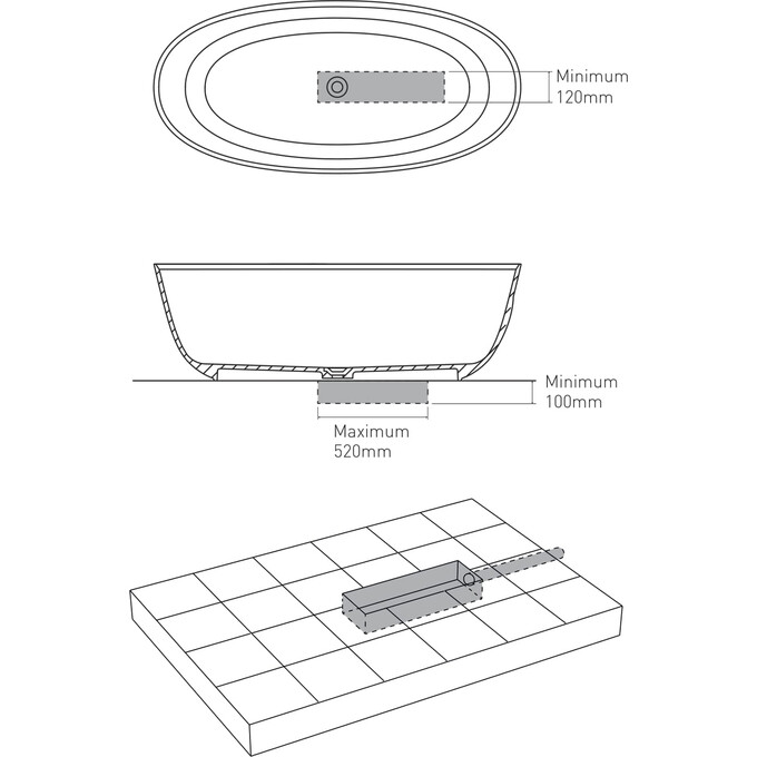 Ванна кам'яна Volle 12-22-168 (170x80 см, окремостояча, з сифоном, з ніжками), фото , изображение 3