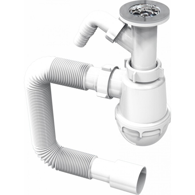 Сифон для кухонной мойки RJ RSK070800 (с дополнительным отводом), фото 