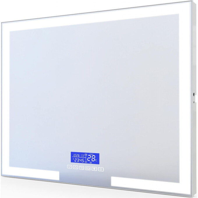 Дзеркало для ванної кімнати Volle 16-14-800 (80x60 см, біле матове, з підсвічуванням, підігрівом, bluetooth, годинником, температурою), фото 