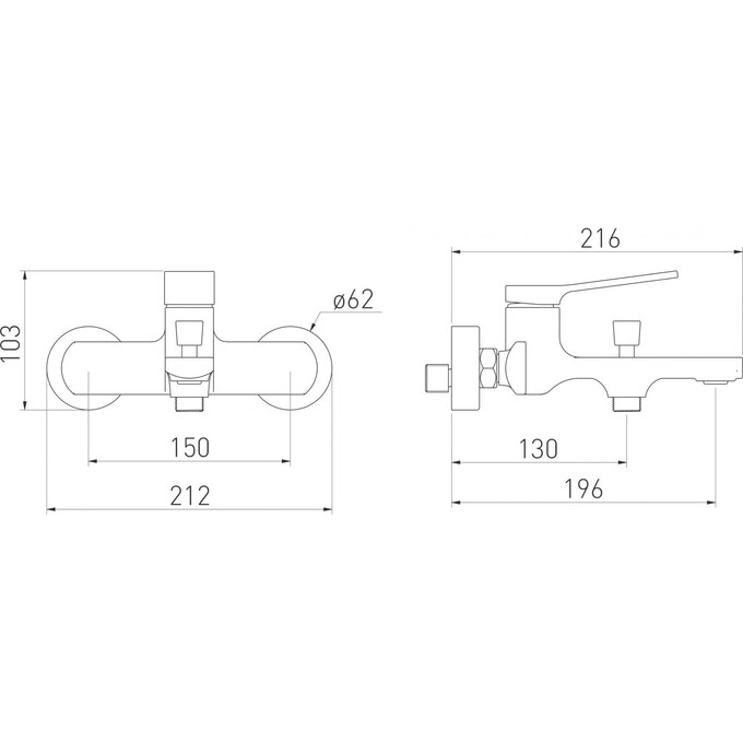 Змішувач для ванни Volle Solo 1510.031001, фото , изображение 3