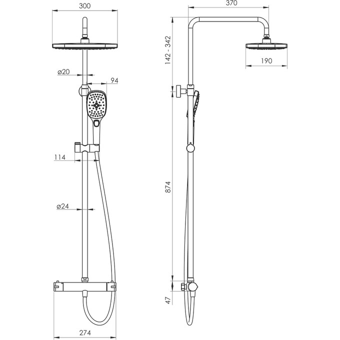Термостатическая душевая система Imprese Centrum SQ T-15300SQ, фото 3