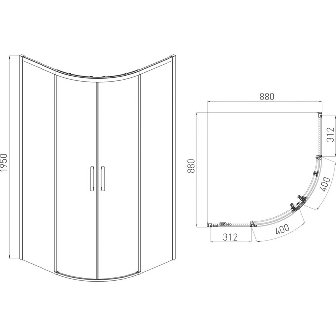 Душова кабіна Volle Solo 1010.114502 (90x90 см, скло прозоре, профіль нікель), фото 2