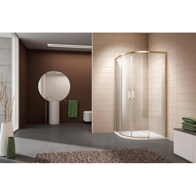 Душевая кабина Volle Solo 1010.114515 (90x90 см, стекло прозрачное, профиль золотой), фото 3