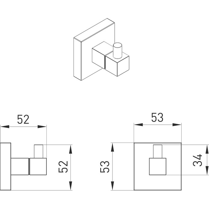 Крючок одинарный Volle Cuadro 2536.200104 de la noche (черный матовый), фото 2