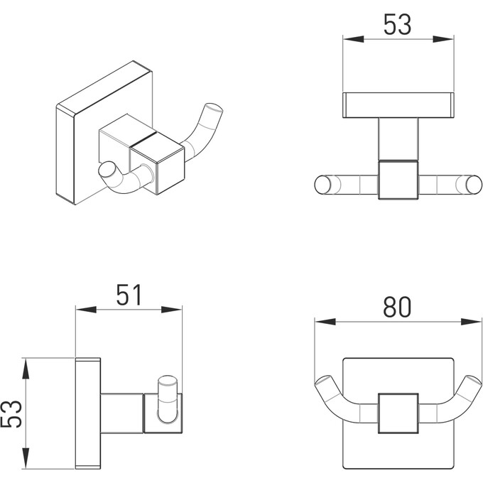 Крючок двойной Volle Cuadro 2536.200204 de la noche (черный матовый), фото 2
