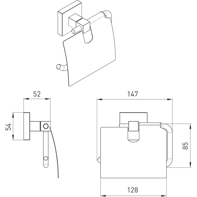 Держатель для туалетной бумаги Volle Cuadro 2536.240104 de la noche (черный матовый, с крышкой), фото 2