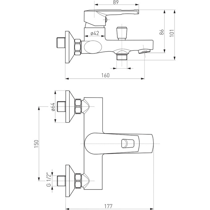Змішувач для ванни Volle Solar 1530.030101, фото , изображение 3