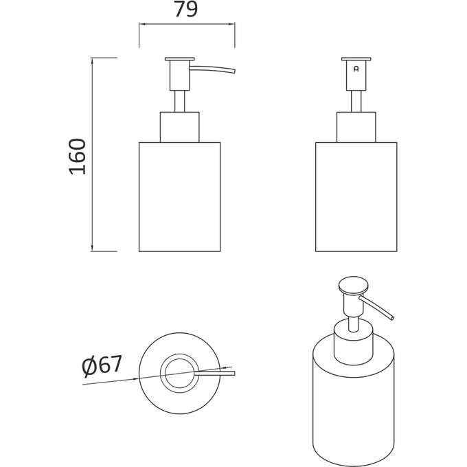 Дозатор для жидкого мыла RJ Lublin RJAC023-02SS (нержавейка, настольный), фото 2