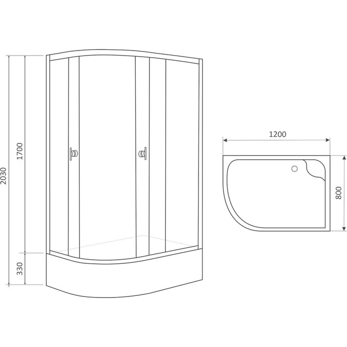Душевая кабина RJ Lux 120RZ100LiniaR (120x80 см, стекло с рисунком, профиль сатин, с поддоном), фото 2