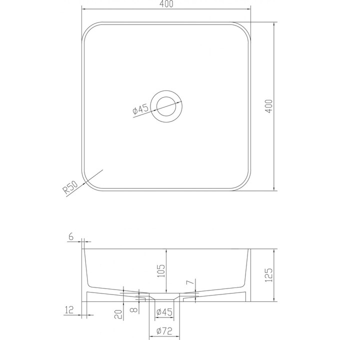 Умивальник Volle 13-40-210 (40x40 см, накладний), фото , изображение 2