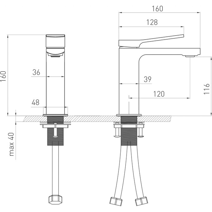 Смеситель для умывальника Volle Solo 1510.011105 (графитовый), фото 2