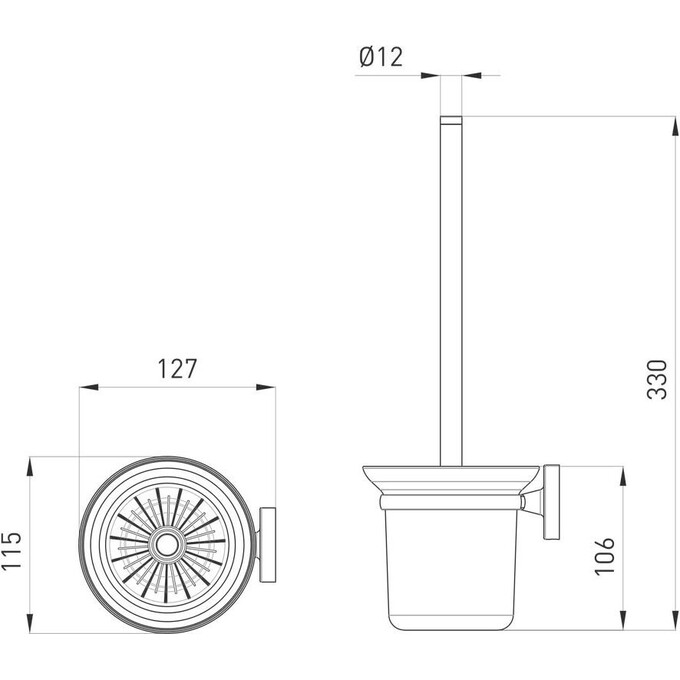 Йоржик для унітазу Volle Ronda 2535.250104 de la noche (чорний матовий, настінний), фото , изображение 2