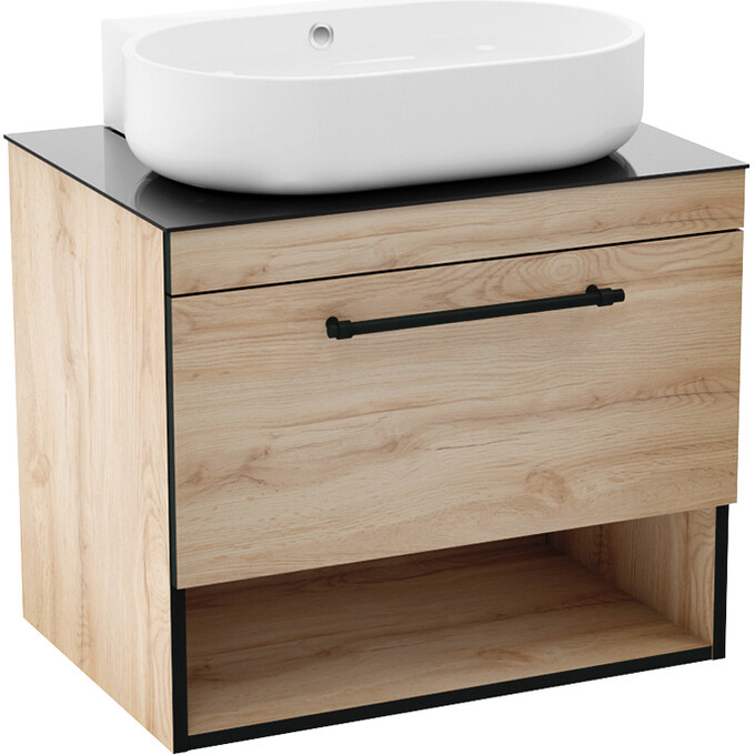 Тумба с раковиной Imprese Black Edge F32117OK (71 см, дуб/черный, подвесная, умывальник i32119(2)), фото 